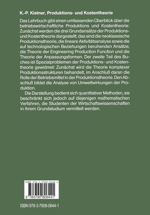 Produktbild: Produktions- und Kostentheorie