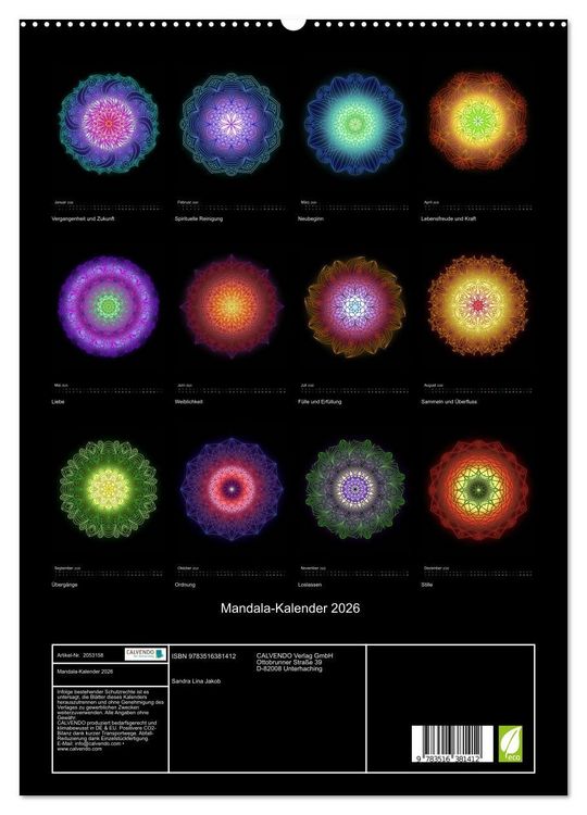 Produktbild: Mandala-Kalender 2026 (hochwertiger Premium Wandkalender 2026 DIN A2 hoch), Kunstdruck in Hochglanz