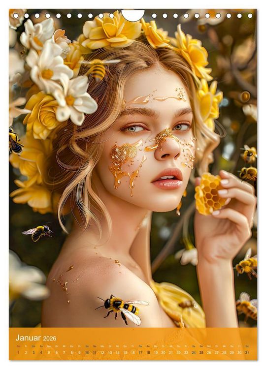 Produktbild: Bienenk&ouml;nigin - Goldene Harmonie von Sch&ouml;nheit, Honig und Bienen (Wandkalender 2026 DIN A4 hoch), CALVENDO Monatskalender