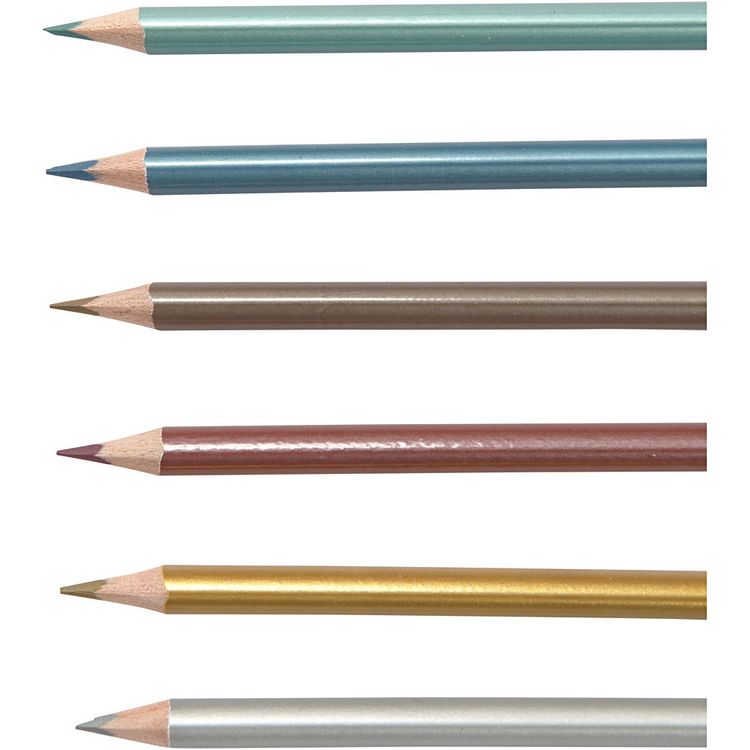 Produktbild: Creativ Company Colortime Buntstifte, L 17,45 cm, Mine 3 mm, Metallic-Farben, 6 Stk