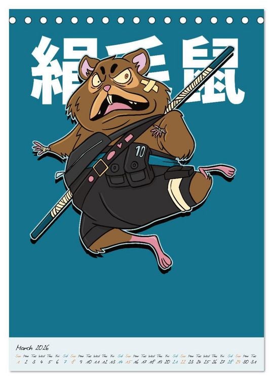 Produktbild: Dangerous Animal Samurai (Desk Calendar 2026 DIN A5 portrait), CALVENDO 12 Month DeskCalendar