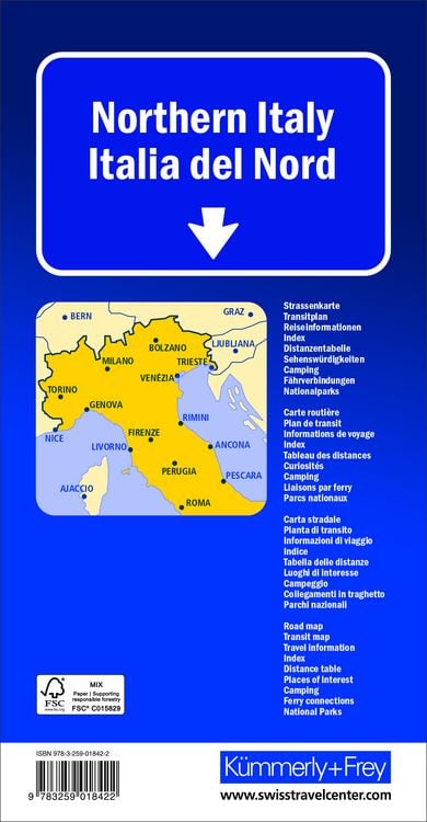Produktbild: K&uuml;mmerly+Frey Strassenkarte Italien Nord 1:650.000