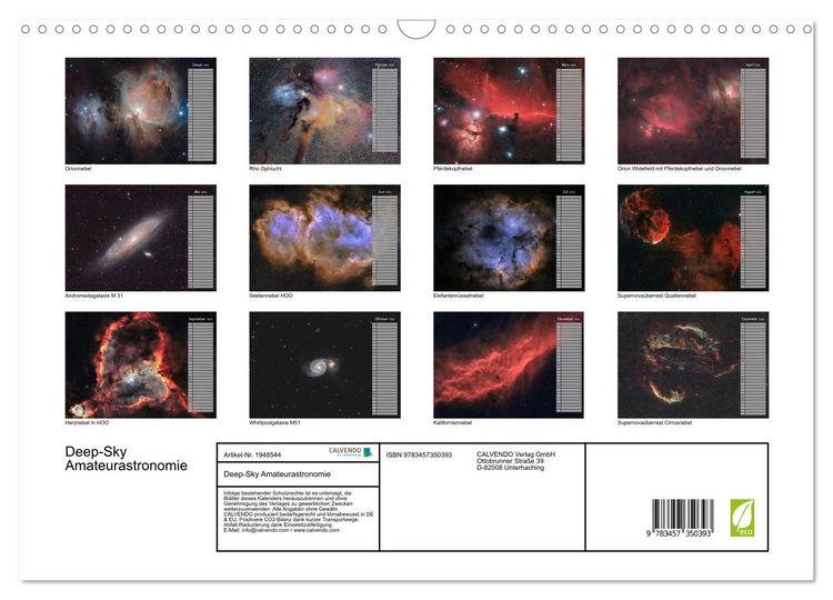 Produktbild: Deep-Sky Amateurastronomie (Wandkalender 2026 DIN A3 quer), CALVENDO Monatskalender