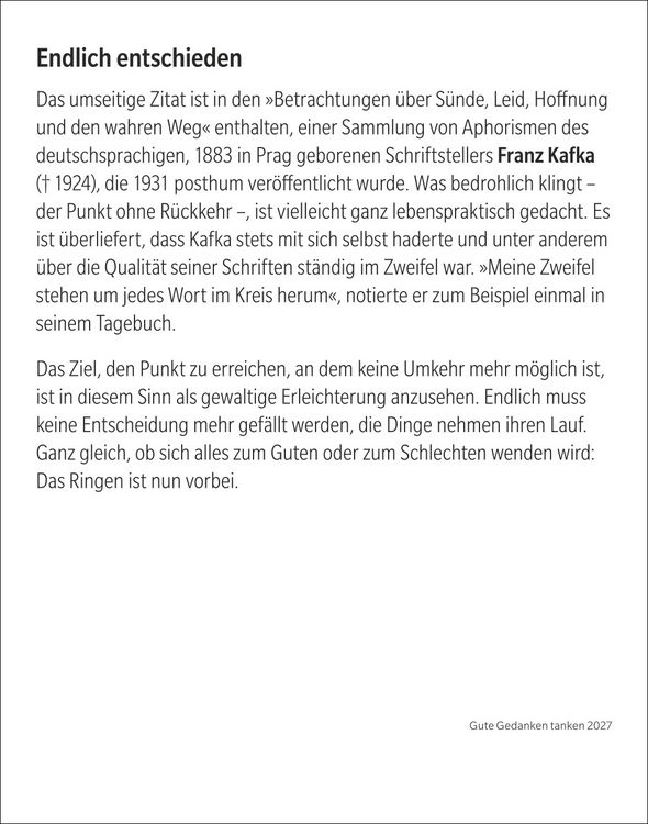 Produktbild: Gute Gedanken tanken Tagesabrei&szlig;kalender 2027 - Denkanst&ouml;&szlig;e f&uuml;r das ganze Jahr
