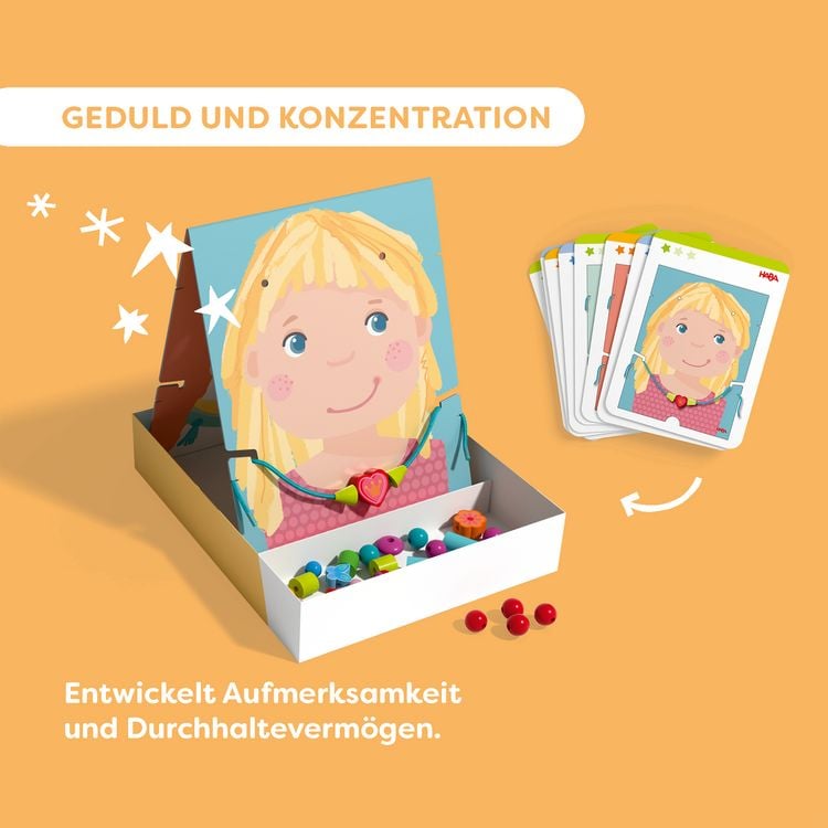 Produktbild: HABA 2012247001 - Jewelry Fun, F&auml;delspiel Schmuckst&uuml;cke, 63-teilig
