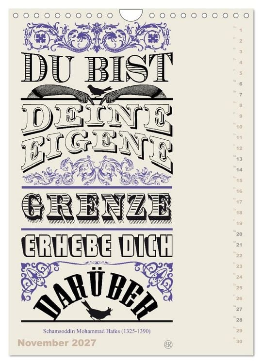 Produktbild: Die sch&ouml;nsten Lebensweisheiten Typo - Kalender (Wandkalender 2027 DIN A4 hoch), CALVENDO Monatskalender