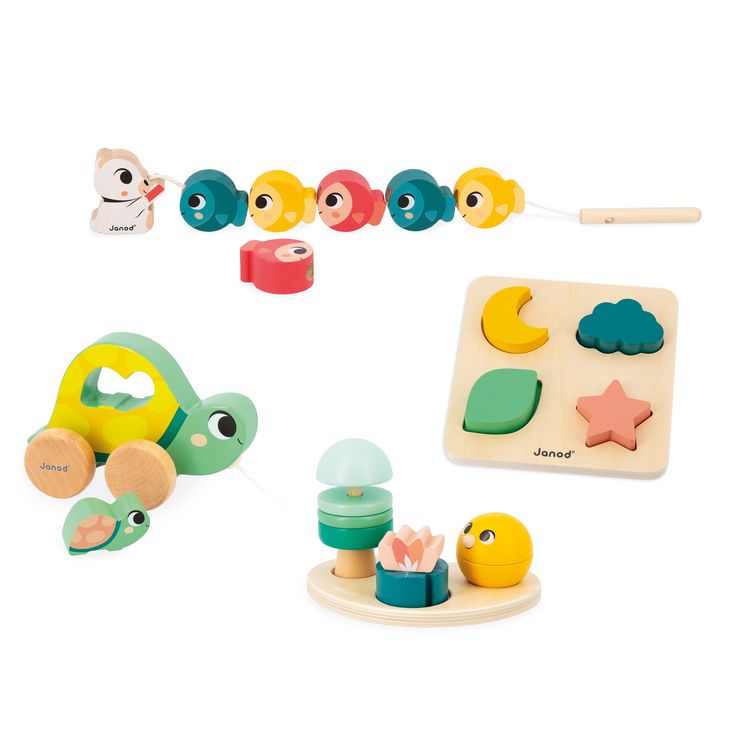Produktbild: Entwicklungsbox mit 4 Spielzeugen ab 18 Monaten &ndash; Ziehspiel, Musik u. Puzzle