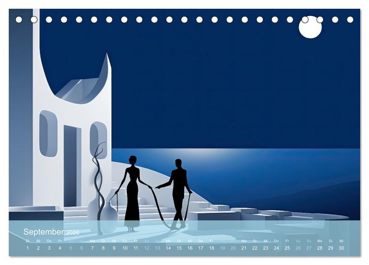 Produktbild: Santorini, Griechenland -Romatische Abendstimmung- (Tischkalender 2026 DIN A5 quer), CALVENDO Monatskalender
