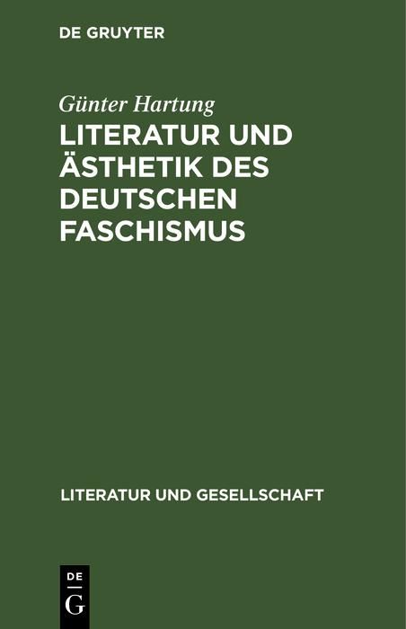 Produktbild: Literatur und &Auml;sthetik des deutschen Faschismus