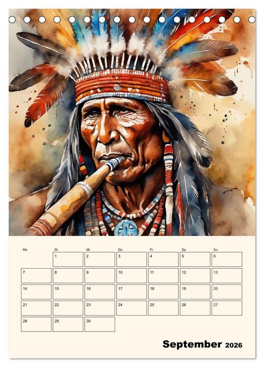 Produktbild: Indianische Kultur (Tischkalender 2026 DIN A5 hoch), CALVENDO Monatskalender