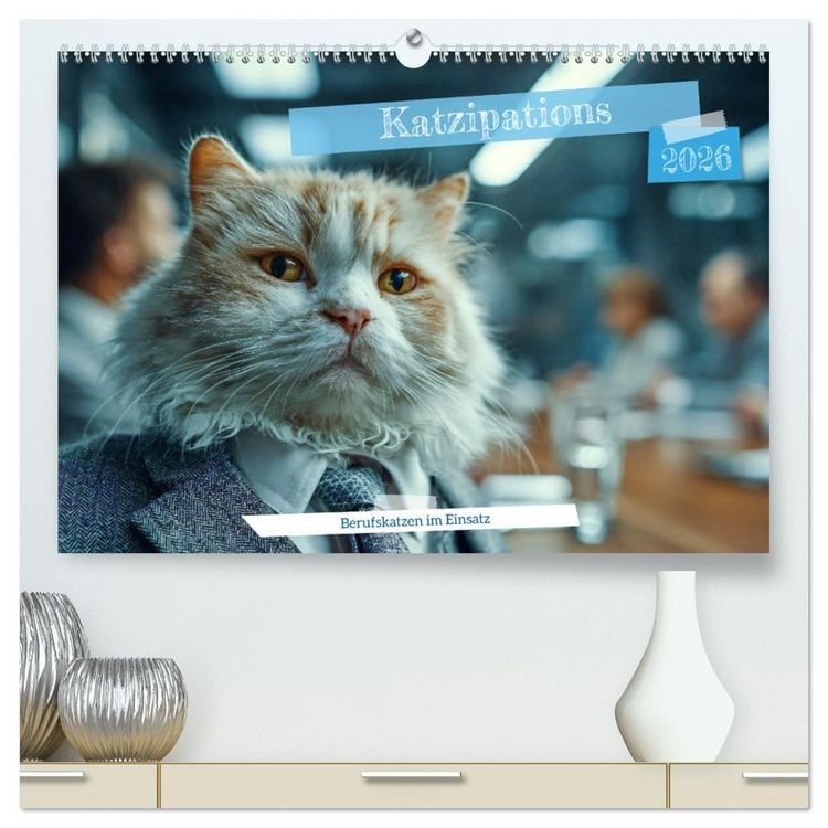 Produktbild: Katzipations - Berufskatzen im Einsatz (hochwertiger Premium Wandkalender 2026 DIN A2 quer), Kunstdruck in Hochglanz