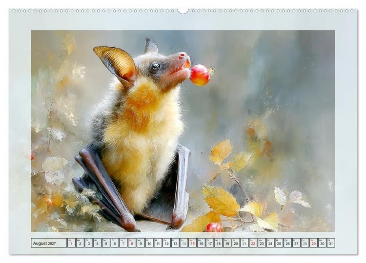 Produktbild: Flughunde. Anmut in stimmungsvollen Naturszenen (hochwertiger Premium Wandkalender 2027 DIN A2 quer), Kunstdruck in Hochglanz