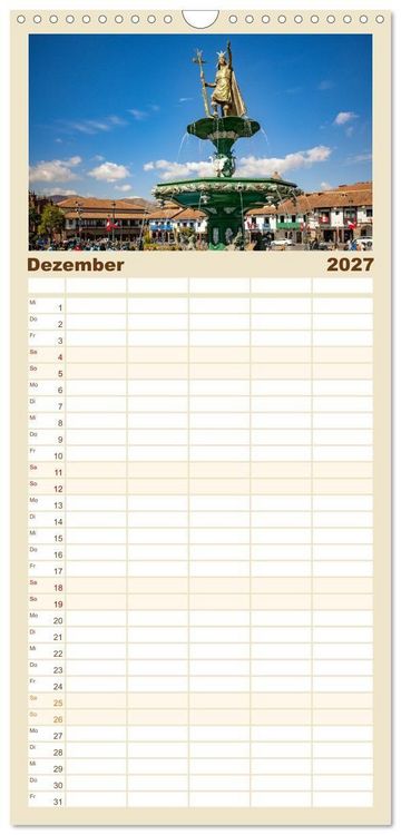 Produktbild: Familienplaner 2027 - Peru - Traumreise durch das Land der Inka mit 5 Spalten (Wandkalender, 21 x 45 cm) CALVENDO