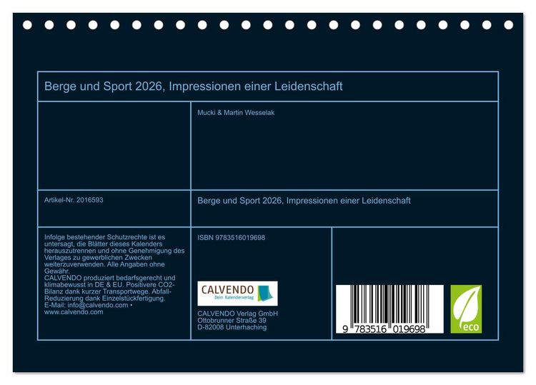 Produktbild: Berge und Sport 2026, Impressionen einer Leidenschaft (Tischkalender 2026 DIN A5 quer), CALVENDO Monatskalender