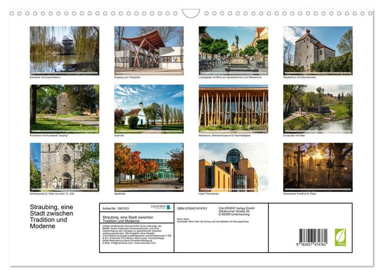 Produktbild: Straubing, eine Stadt zwischen Tradition und Moderne (Wandkalender 2026 DIN A3 quer), CALVENDO Monatskalender