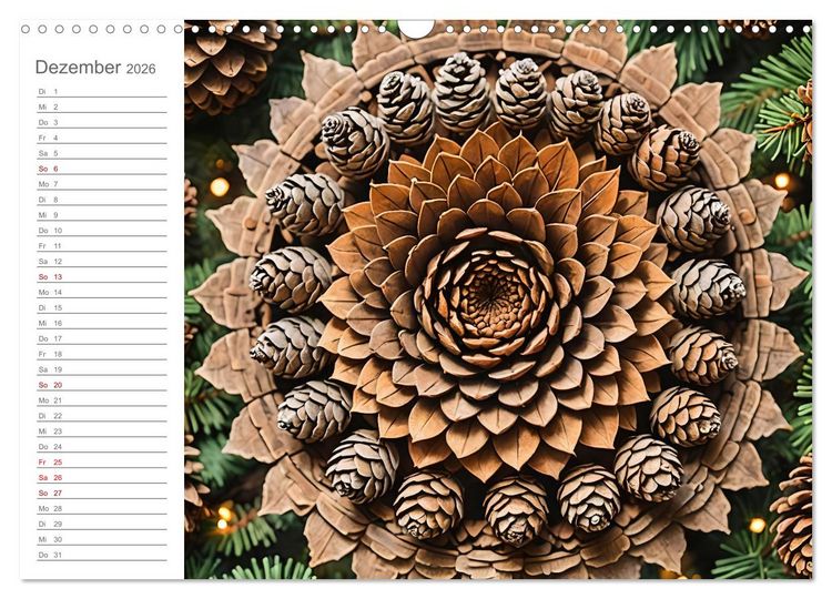 Produktbild: Natural Mandalas - Kraftvolle KI Mandalas aus Naturmaterialien (Wandkalender 2026 DIN A3 quer), CALVENDO Monatskalender