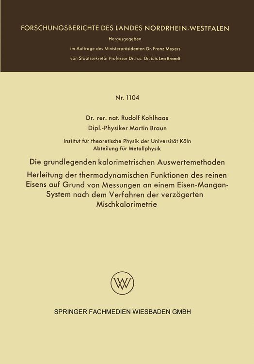 Produktbild: Die grundlegenden kalorimetrischen Auswertemethoden