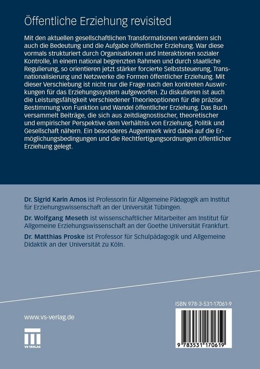 Produktbild: &Ouml;ffentliche Erziehung revisited