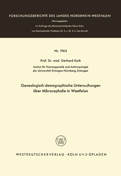 Produktbild: Genealogisch-demographische Untersuchungen &uuml;ber Mikrocephalie in Westfalen