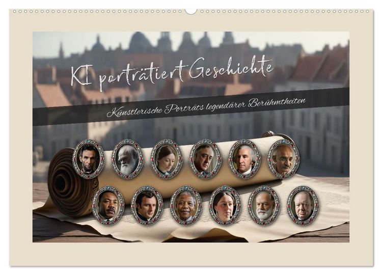 Produktbild: KI portr&auml;tiert Geschichte (Wandkalender 2026 DIN A2 quer), CALVENDO Monatskalender