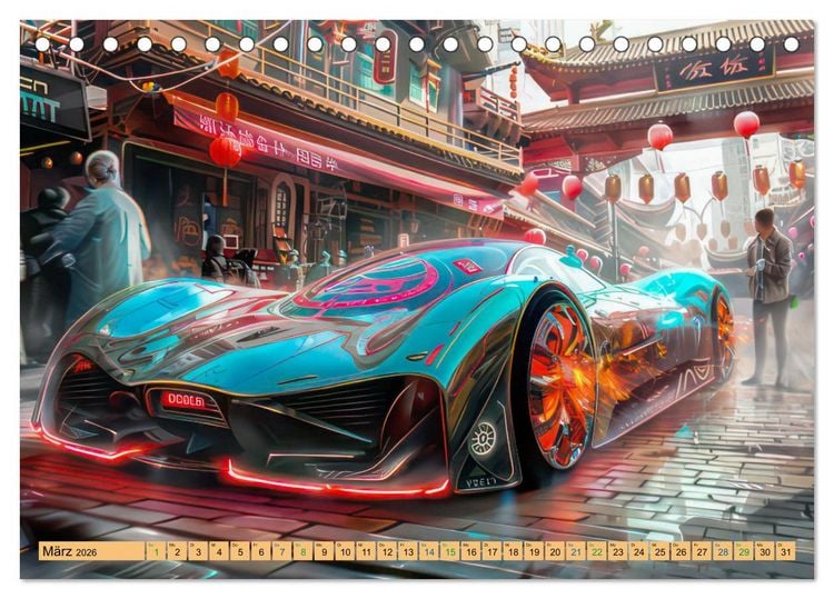 Produktbild: Futuristische Boliden - Asiatisch inspiriert (Tischkalender 2026 DIN A5 quer), CALVENDO Monatskalender