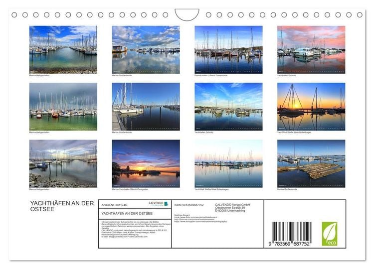 Produktbild: YACHTH&Auml;FEN AN DER OSTSEE (Wandkalender 2027 DIN A4 quer), CALVENDO Monatskalender