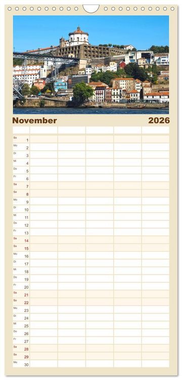 Produktbild: Familienplaner 2026 - Bom Dia Sch&ouml;nes Porto mit 5 Spalten (Wandkalender, 21 x 45 cm) CALVENDO