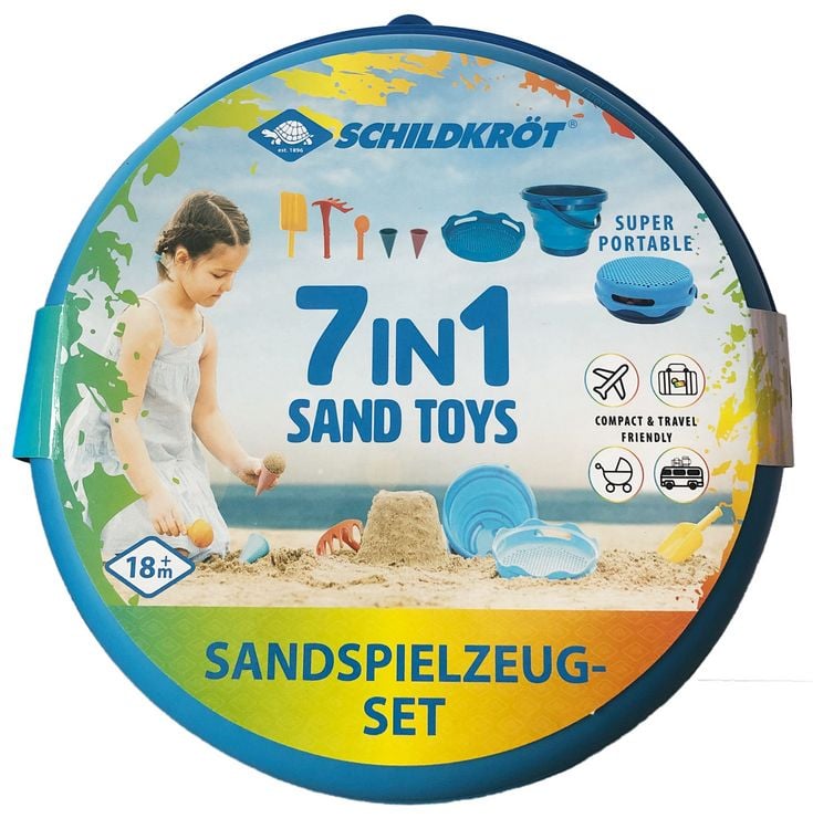 Produktbild: Schildkr&ouml;t Funsports - 7in1 Sand Toys Falteimer Set - blau