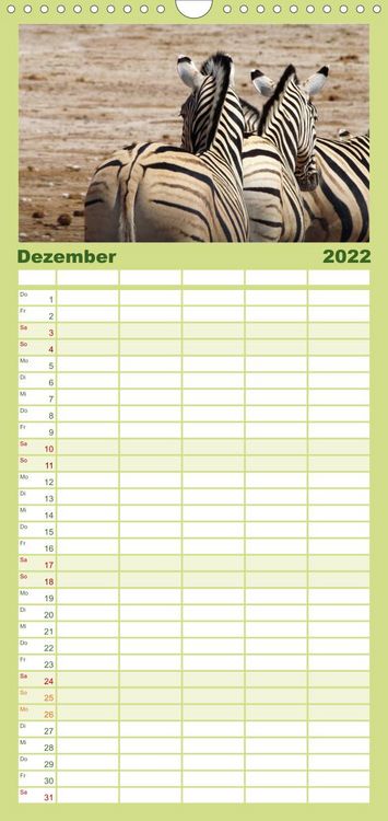 Produktbild: Familienplaner Zebras - Faszination der Wildnis (Wandkalender 2022 , 21 cm x 45 cm, hoch)