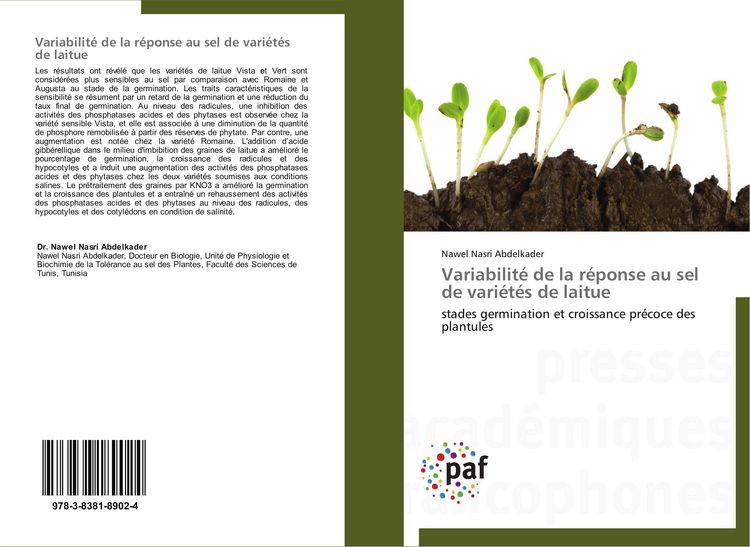 Produktbild: Variabilit&eacute; de la r&eacute;ponse au sel de vari&eacute;t&eacute;s de laitue