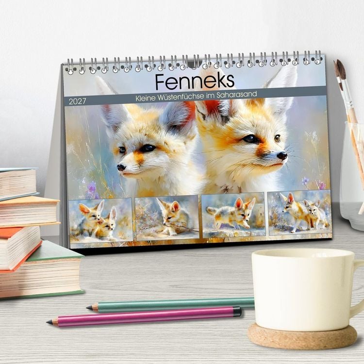 Produktbild: Fenneks. Kleine W&uuml;stenf&uuml;chse im Saharasand (Tischkalender 2027 DIN A5 quer), CALVENDO Monatskalender