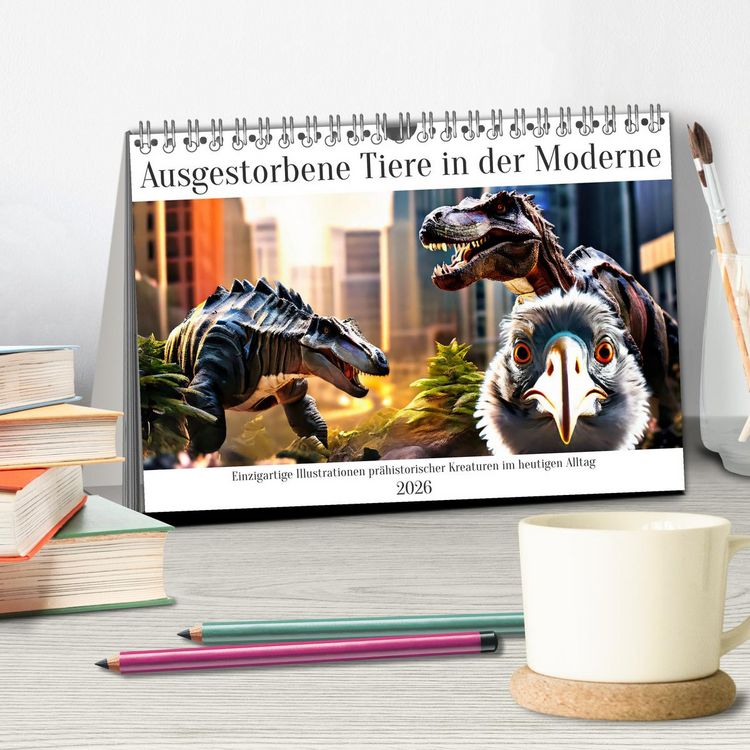 Produktbild: Ausgestorbene Tiere in der Moderne (Tischkalender 2026 DIN A5 quer), CALVENDO Monatskalender