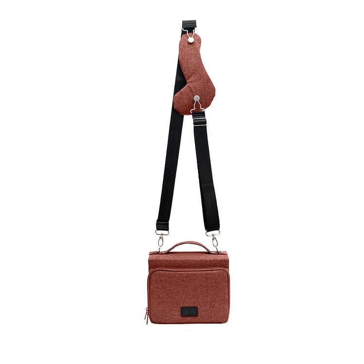 Produktbild: SartoriusSKIN Tasche VEGAN Gr. L in Lachs-Rot mit Tragegurt, Stifte-Etui und Buchst&uuml;tze