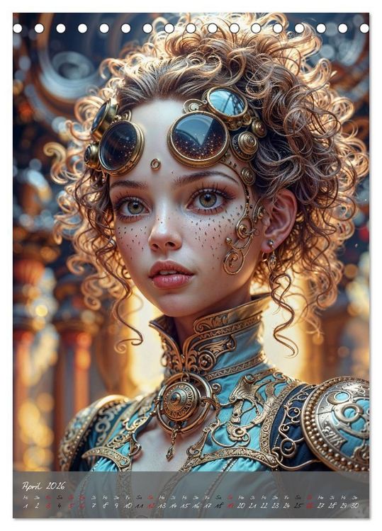 Produktbild: Fantasie-K&ouml;niginnen des Steampunk - Digitale Kunst (Tischkalender 2026 DIN A5 hoch), CALVENDO Monatskalender
