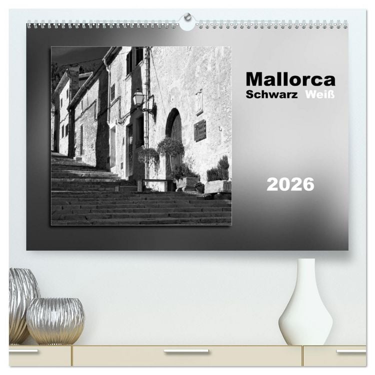 Produktbild: Mallorca Schwarz Wei&szlig; (hochwertiger Premium Wandkalender 2026 DIN A2 quer), Kunstdruck in Hochglanz