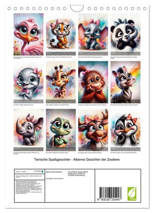 Produktbild: Tierische Spa&szlig;gesichter - Alberne Gesichter der Zootiere (Wandkalender 2026 DIN A4 hoch), CALVENDO Monatskalender