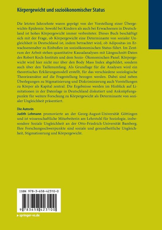 Produktbild: K&ouml;rpergewicht und sozio&ouml;konomischer Status