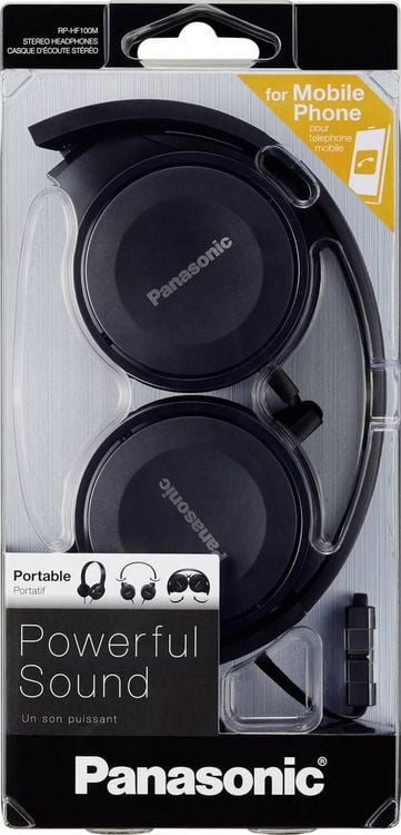 Produktbild: Panasonic RP-HF100ME On Ear Kopfh&ouml;rer kabelgebunden Schwarz Faltbar, Headset