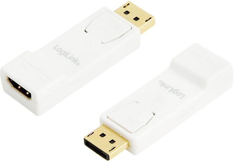 Produktbild: LogiLink CV0057 DisplayPort / HDMI Adapter [1x DisplayPort Stecker - 1x HDMI-Buchse] Wei&szlig; vergoldete Steckkontakte