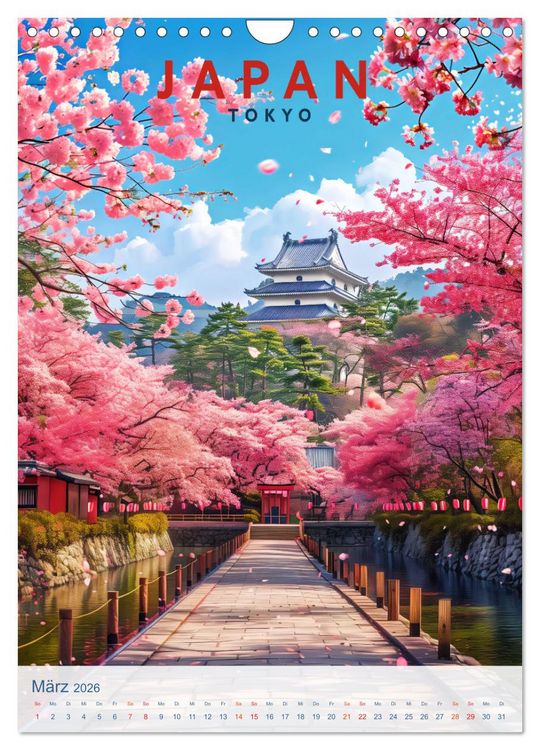 Produktbild: Japan - Old School Poster Style (Wandkalender 2026 DIN A4 hoch), CALVENDO Monatskalender