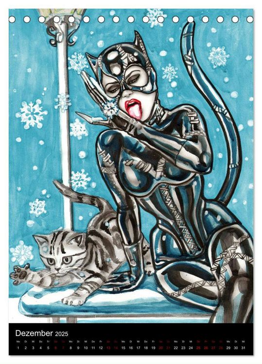 Produktbild: Kesse Mietzen - Burlesque cats II - mit flotten Linien gezeichnete Pin-up Katzen (Tischkalender 2025 DIN A5 hoch), CALVENDO Monatskalender