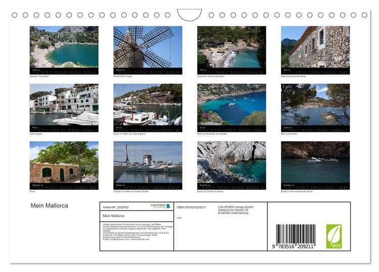 Produktbild: Mein Mallorca (Wandkalender 2026 DIN A4 quer), CALVENDO Monatskalender
