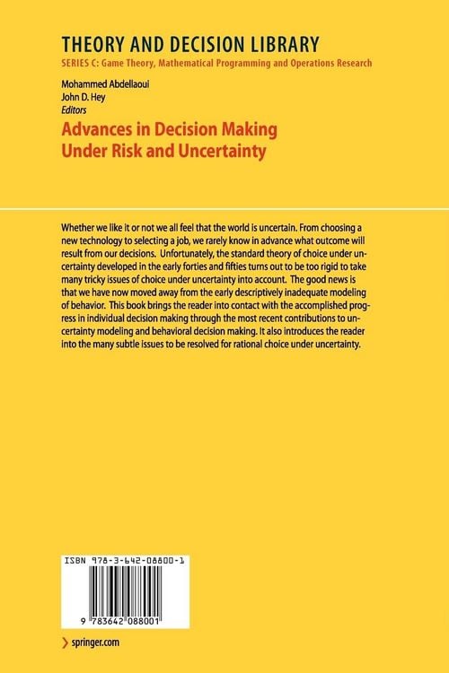 Produktbild: Advances in Decision Making Under Risk and Uncertainty
