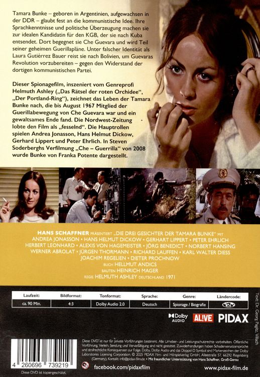 Produktbild: Die drei Gesichter der Tamara Bunke / Fesselnder Spionagefilm &uuml;ber die Kampfgef&auml;hrtin des Revolution&auml;rs Che Guevara (Pidax Historien-Klassiker)