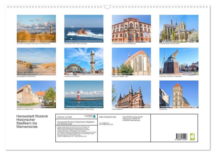 Produktbild: Hansestadt Rostock Historischer Stadtkern bis Warnem&uuml;nde (Wandkalender 2027 DIN A2 quer), CALVENDO Monatskalender