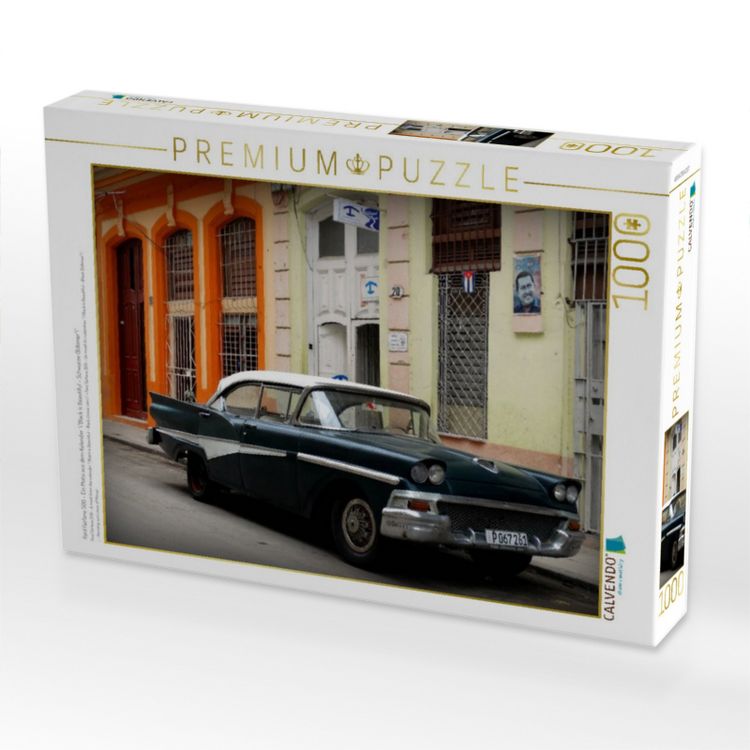 Produktbild: CALVENDO Puzzle Ford Fairlane 500 - Ein Motiv aus dem Kalender "Black is Beautiful - Schwarze Oldtimer" | 1000 Teile Lege-Gr&ouml;&szlig;e 64x48cm Foto-Puzzle f&uuml;r gl&uuml;ckliche Stunden