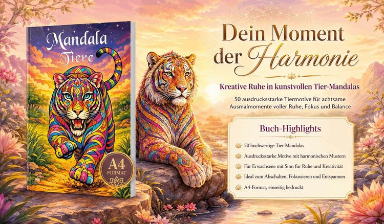 Produktbild: Mandala Tiere Malbuch f&uuml;r Erwachsene mit 50 sch&ouml;nen Ausmalmotiven