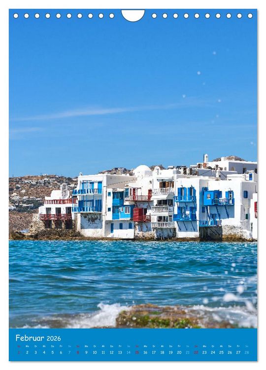 Produktbild: Griechenland - Die griechischen Inseln Mykonos und Santorini (Wandkalender 2026 DIN A4 hoch), CALVENDO Monatskalender