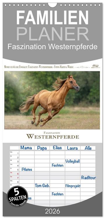 Produktbild: Familienplaner 2026 - Faszination Westernpferde mit 5 Spalten (Wandkalender, 21 x 45 cm) CALVENDO
