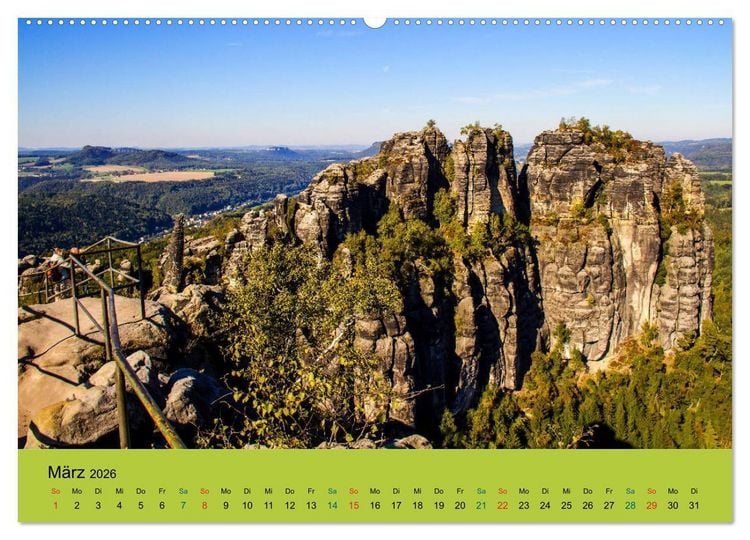 Produktbild: Im Elbsandstein - S&auml;chsisch-b&ouml;hmische Schweiz (hochwertiger Premium Wandkalender 2026 DIN A2 quer), Kunstdruck in Hochglanz